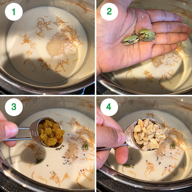 step by step process of making seviyan kheer in instant pot