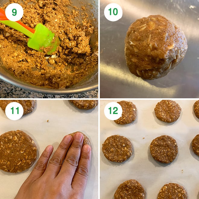 step by step pictures of making oats jaggery cookies