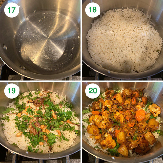 step by step process of making vegetable biryani at home