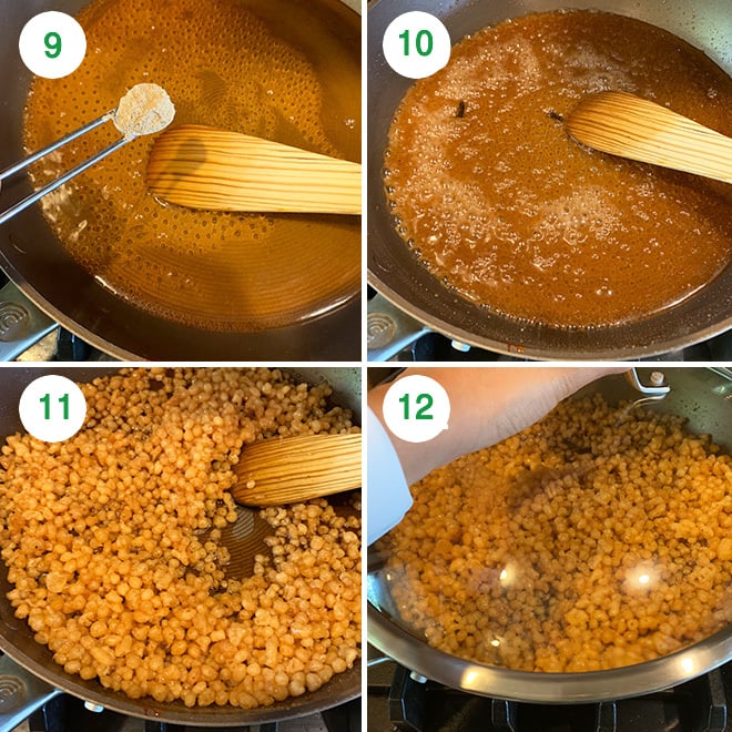 step by step picture collage of making sweet boondi