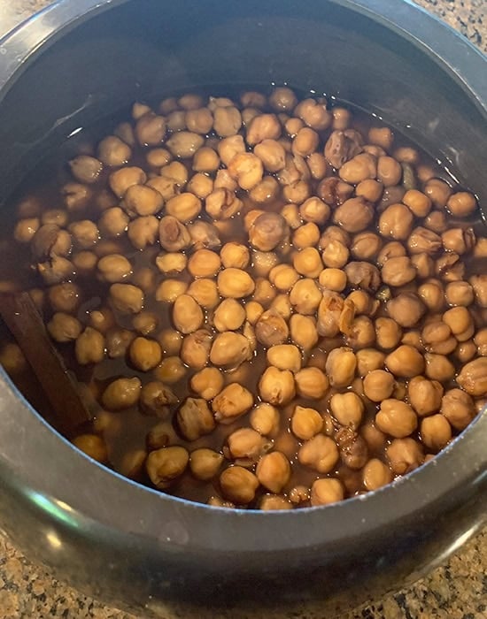 cooked chickpeas in a pressure cooker