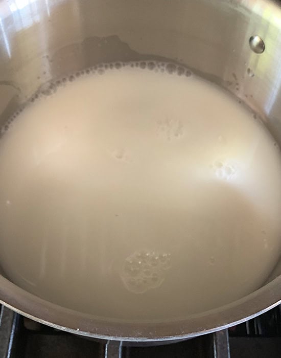 milk in a steel pan