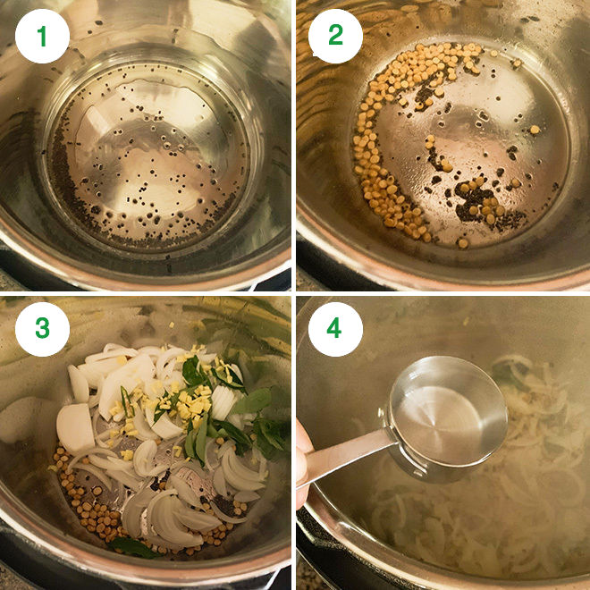 step by step picture collage of making potato masala in the Instant Pot