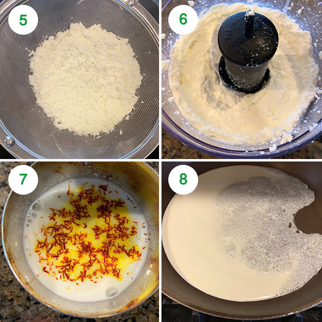 step by step picture collage of making kesar malai ladoo