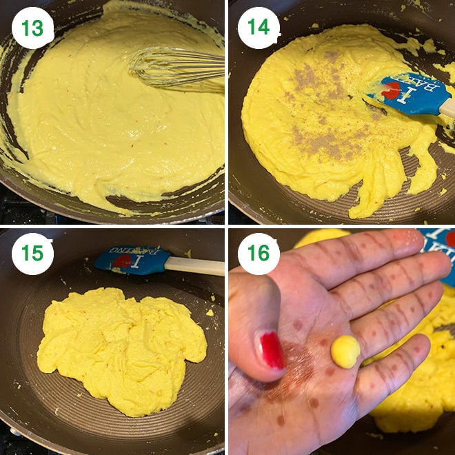 step by step picture collage of making kesar malai ladoo