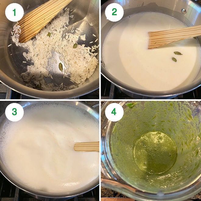 step by step picture collage of making paan kheer