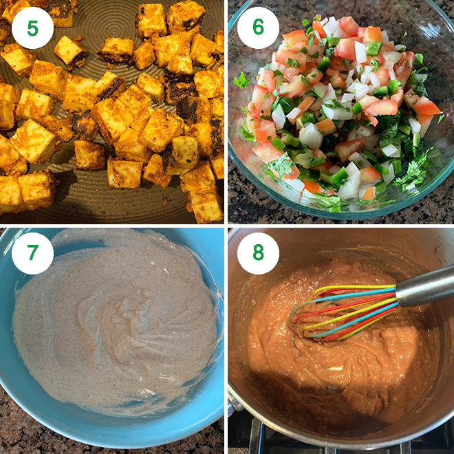 step by step picture collage of making paneer nachos