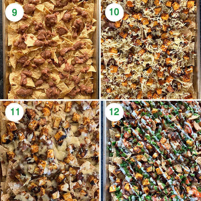 step by step picture collage of making paneer nachos