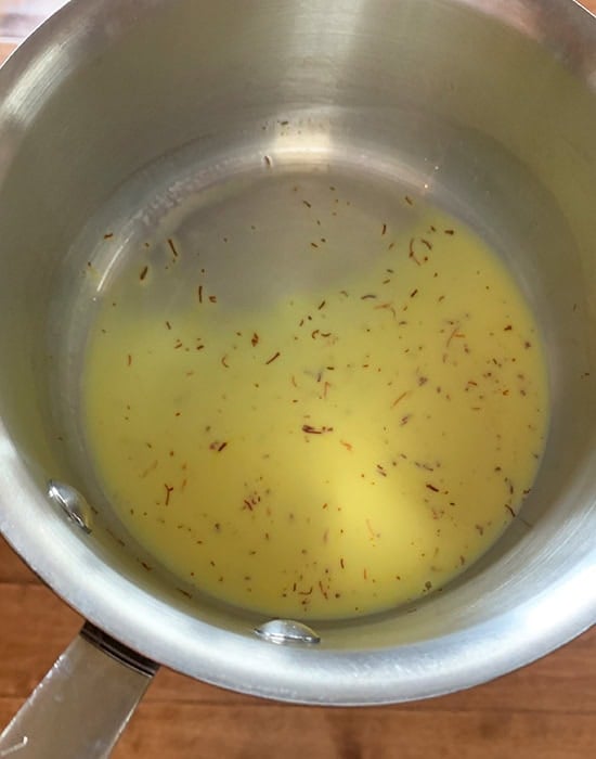 saffron and milk in a pot