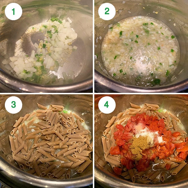 step by step pictures of making makhani pasta in instant pot