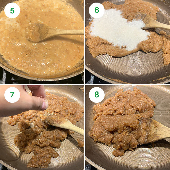 step by step picture collage of making atta halwa