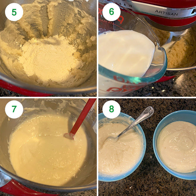 step by step picture collage of making eggless marble cake