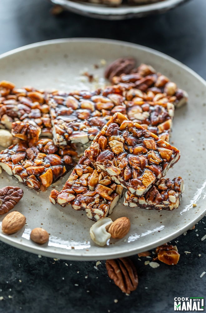 chikki placed on a white plate