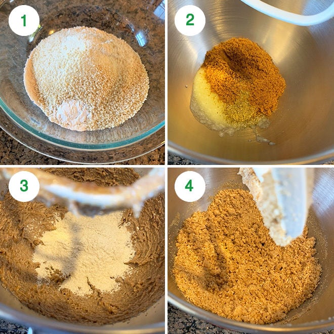 step by step picture collage of baking baked gur para
