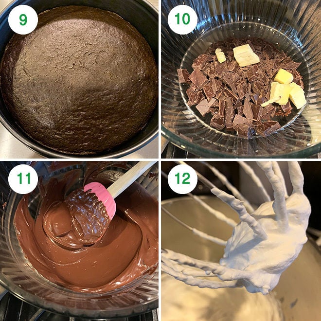 step by step picture collage of making eggless chocolate mousse cake