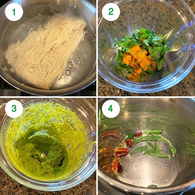 step by step picture collage of making khow suey in instant pot