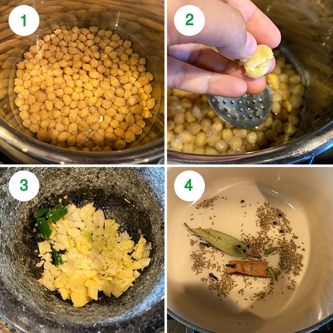 step by step picture collage of making chana masala at home