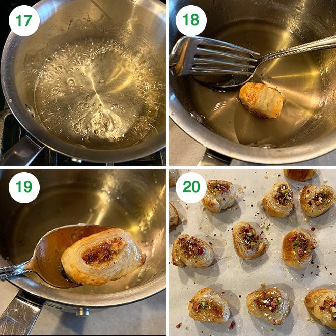 step by step picture collage of making gujiya bites using puff pastry