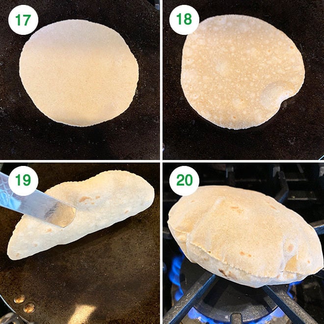 step by step picture collage of making roti, indian flatbread at home