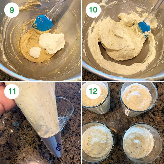 step by step picture collage of making white chocolate thandai mousse