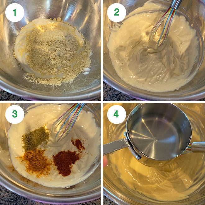 step by step picture collage of making punjabi kadhi pakora