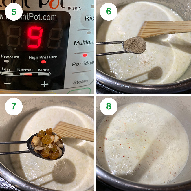 step by step picture collage of making lauki kheer in instant pot