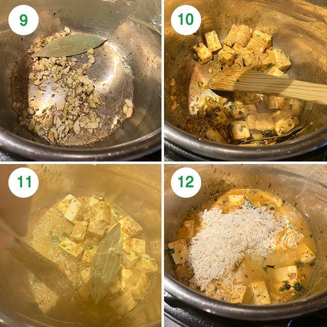 step by step picture collage of making paneer biryani in instant pot