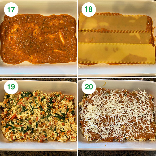 step by step picture collage of making paneer lasagna 