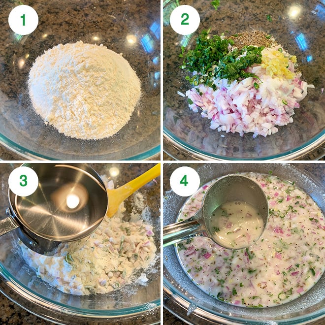 step by step picture collage of making crispy rava dosa