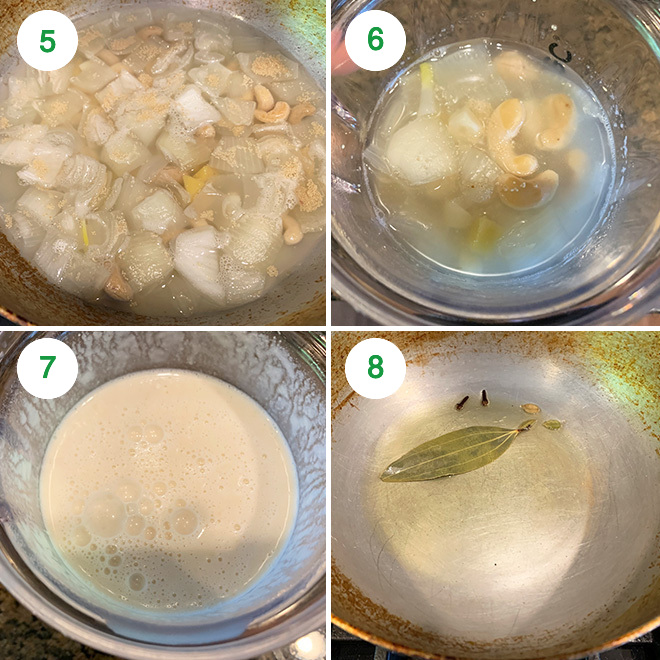 step by step picture collage of making navratan korma
