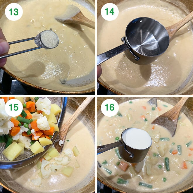 step by step picture collage of making navratan korma