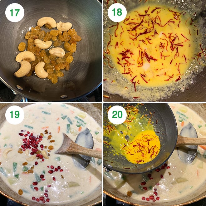 step by step picture collage of making navratan korma
