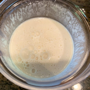 white smooth paste in a blender