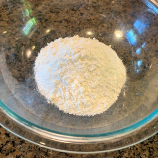 bowl with semolina, rice flour and all purpose flour