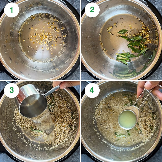 step by step picture collage of making lemon quinoa in instant pot