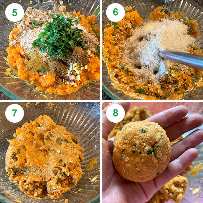 step by step picture collage of making sweet potato tikki