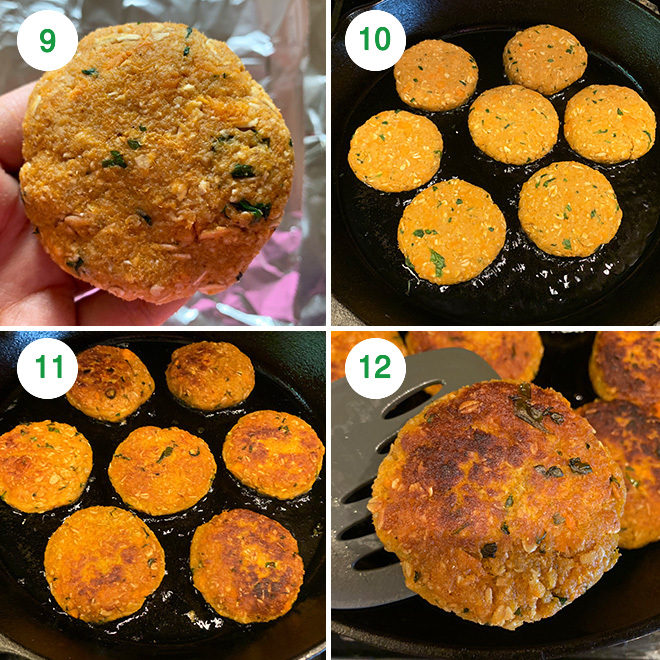 step by step picture collage of making sweet potato tikki