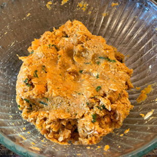 sweet potato mixture in a glass bowl