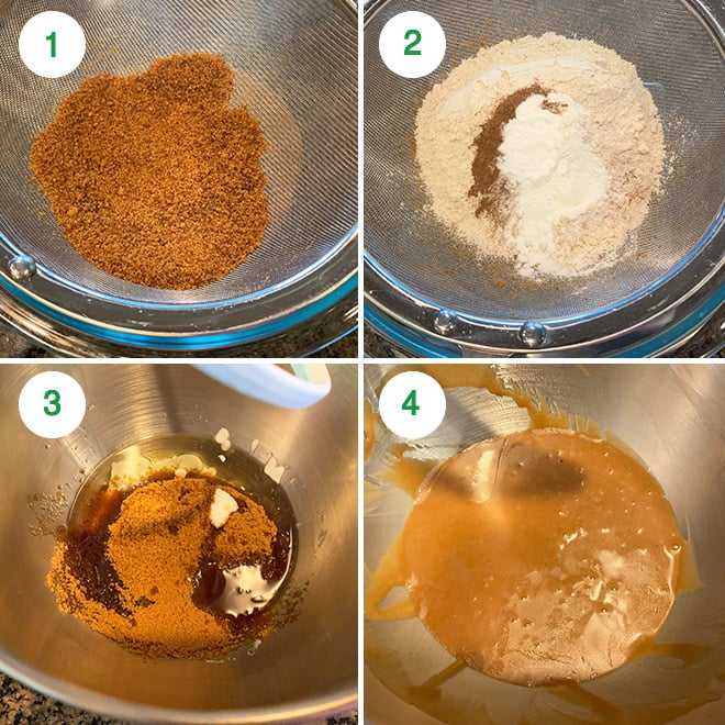 step by step picture collage of making whole wheat jaggery cake