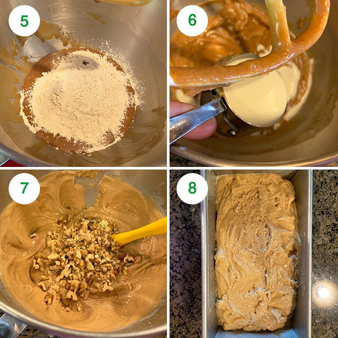 collage de imágenes paso a paso para hacer pastel de jaggery de trigo integral