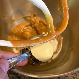 milk being added to a batter