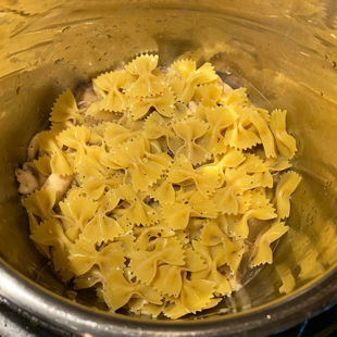 bow-tie pasta in a pot