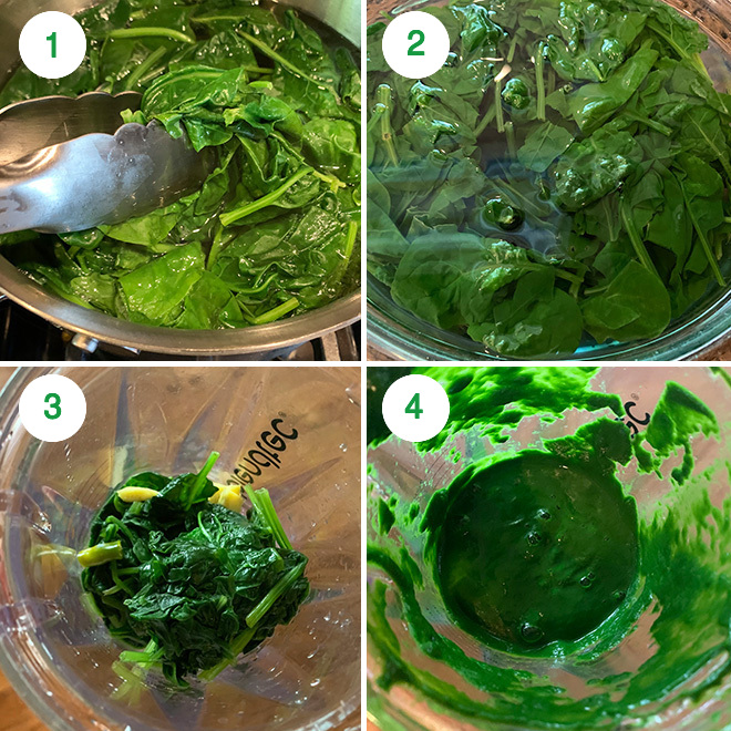 step by step picture of making spinach puri