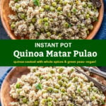 pinterest image for quinoa matar pulao