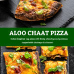 Pinterest graphic for aloo chaat pizza