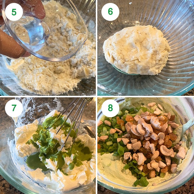 step by step picture collage of making baked cream cheese samosa