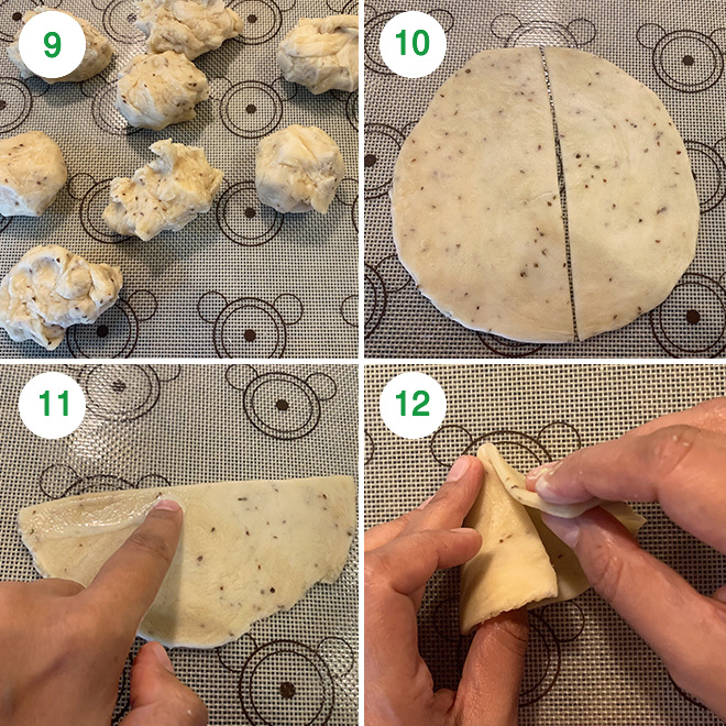 step by step picture collage of making baked cream cheese samosa