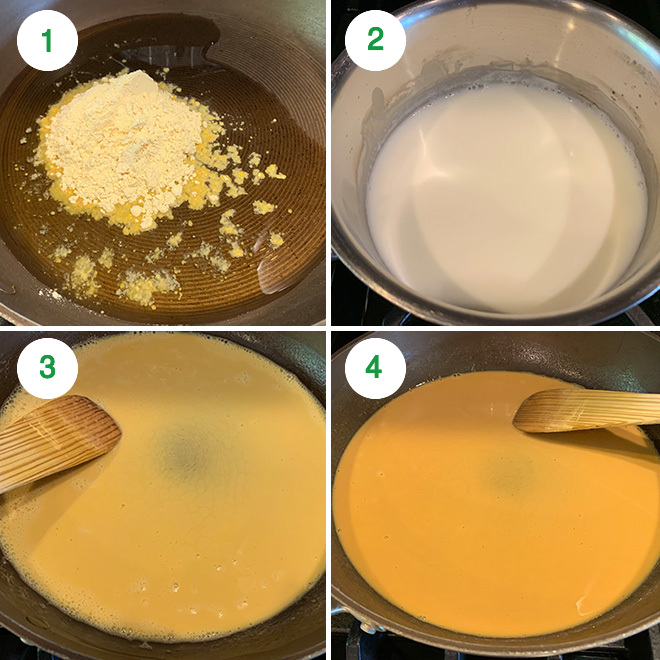 step by step picture collage of making besan halwa