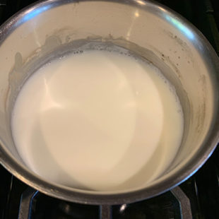 milk in a steel pan