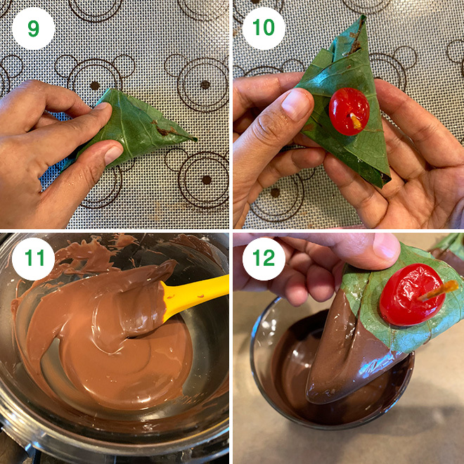 step by step picture collage of making chocolate paan